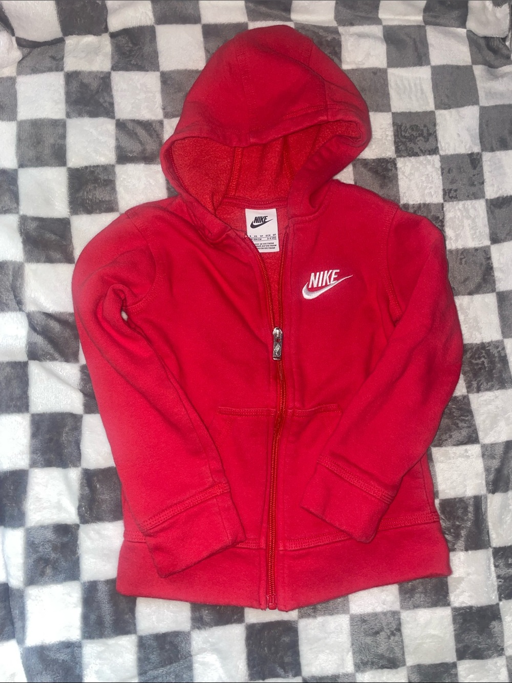 Nike Kids Red Hooded Fleece Zip Hoodie size 4